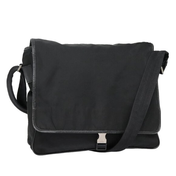 PRADA Shoulder Bag Nylon Black Silver Auth ar12545 - Picture 1 of 15